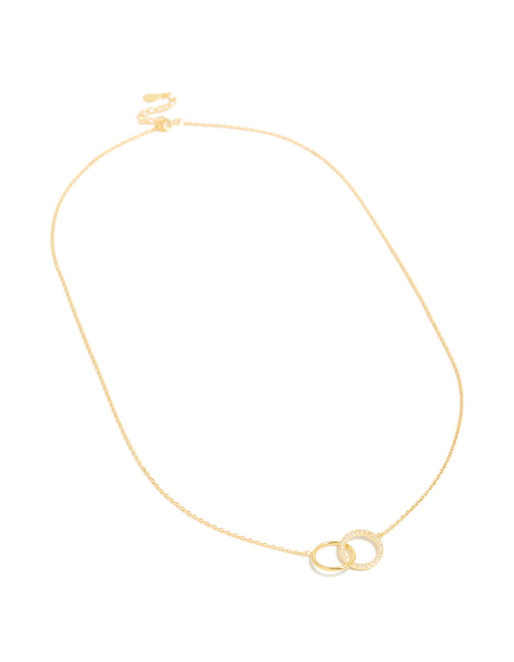 Gold Plated Sterling Silver Paved Link Hoop Necklace