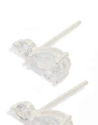 Sterling Silver Round Cubic Zirconia Pear Drop Earrings - link has visual effect only