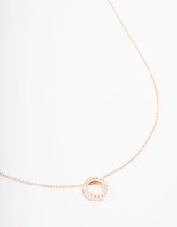 Gold Plated Pave Sterling Silver Circle Pendant Necklace - link has visual effect only