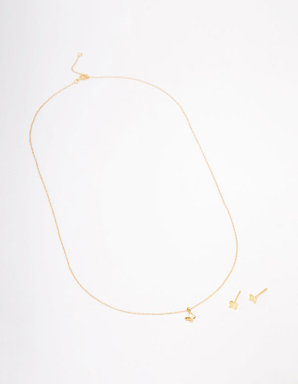Gold Plated Sterling Silver Butterfly Jewellery Set