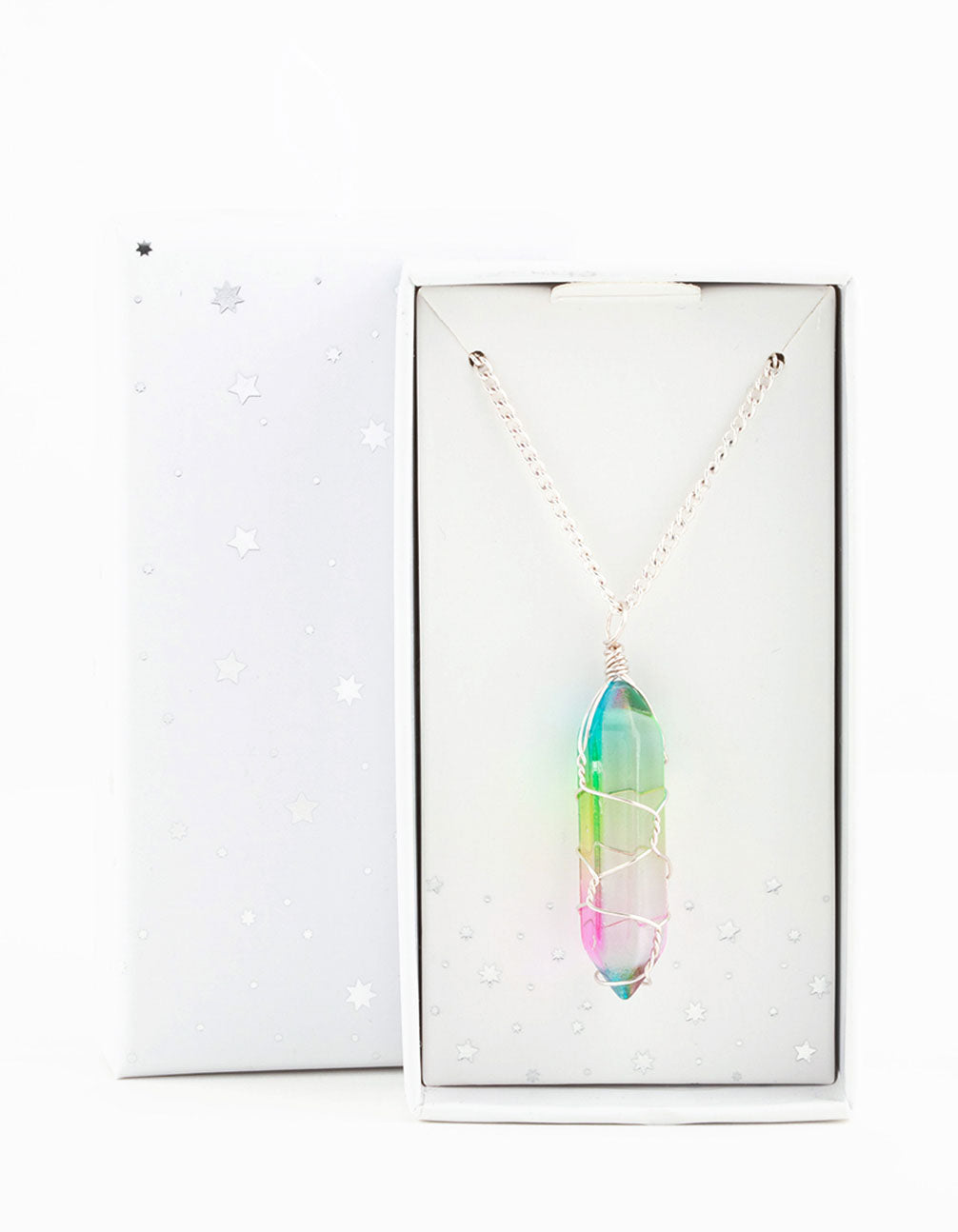 Silver Wire Wrapped Shard Short Necklace