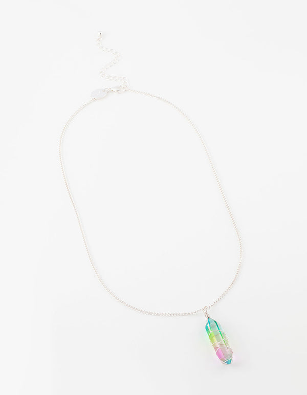 Silver Wire Wrapped Shard Short Necklace