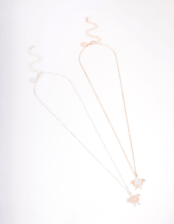 Mixed Metal Semi-Precious Turtle Necklace Pack
