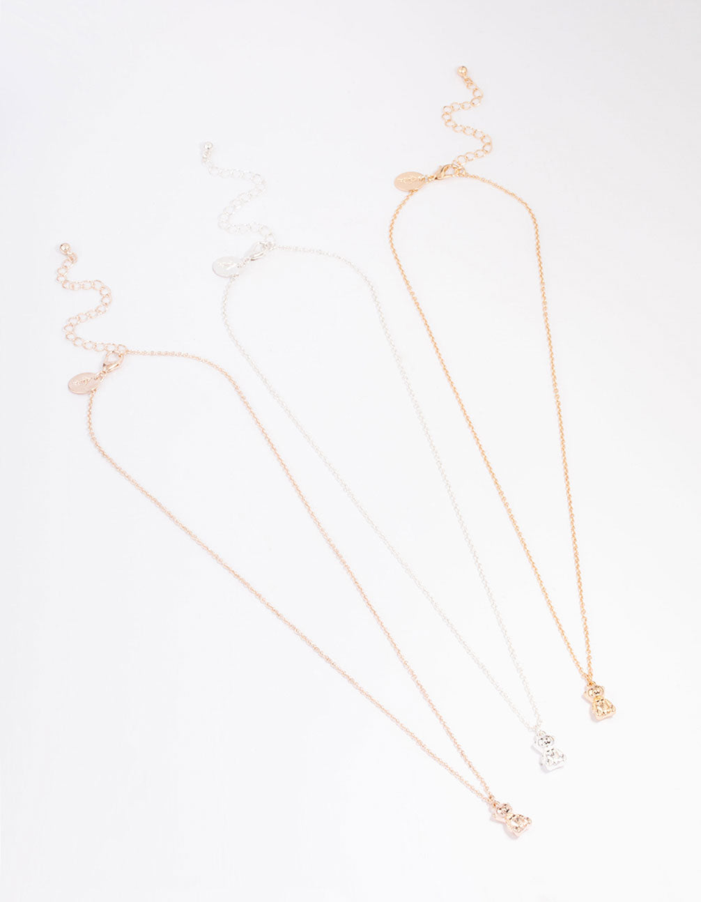 Mixed Metal Mini Teddy Necklace 3-Pack