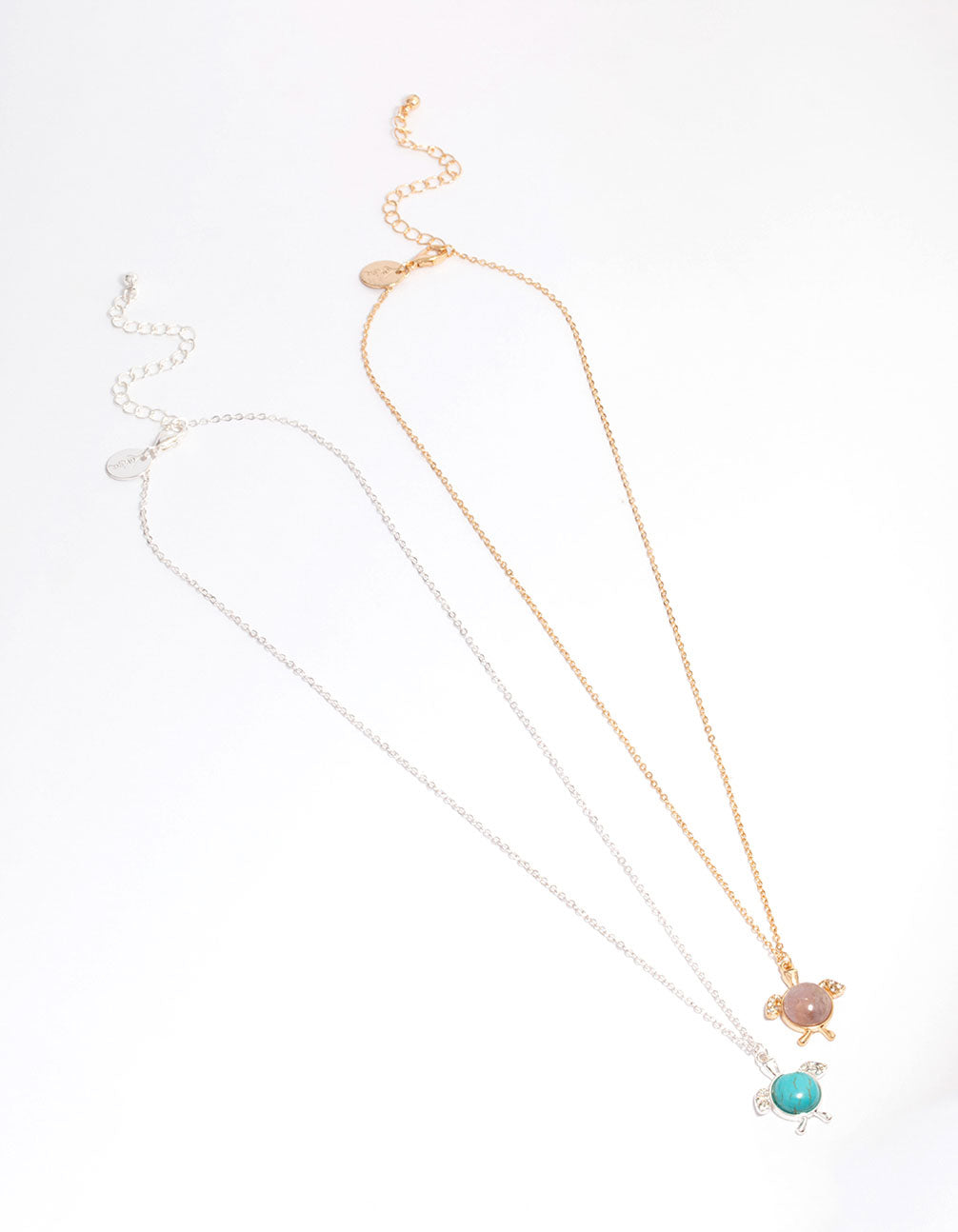 Mixed Metal Turquoise & Amethyst Turtle Necklace Pack