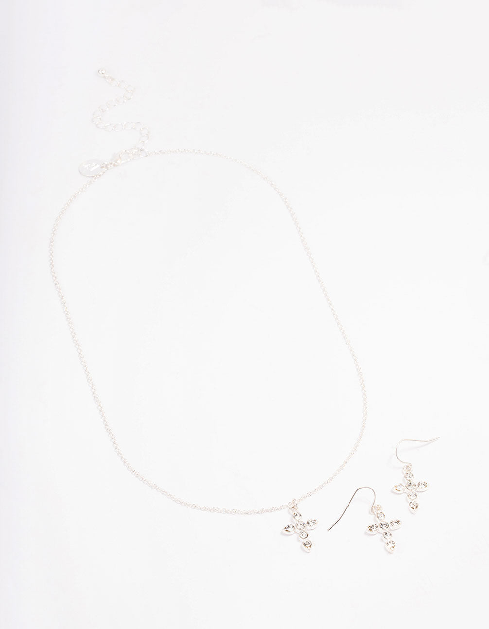 Silver Plated Diamante Cross Jewellery Set