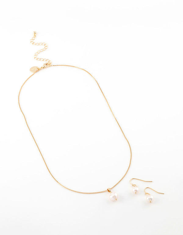 Gold Plated Freshwater Pearl Jewellery Set