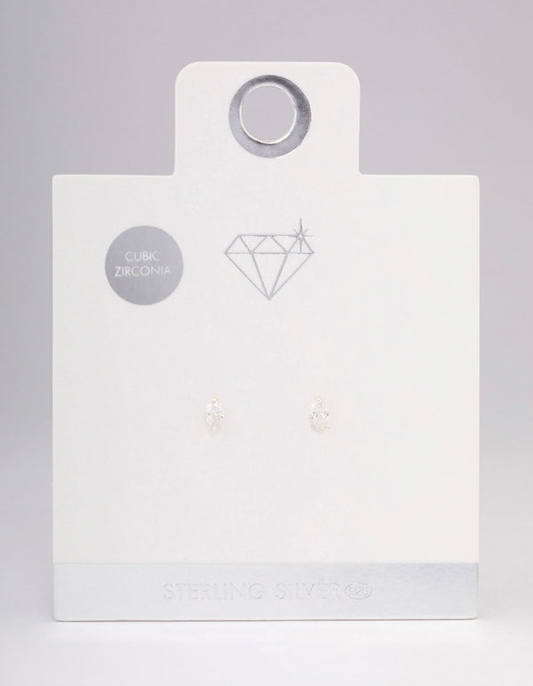 Sterling Silver Oval Cubic Zirconia Stud Earrings