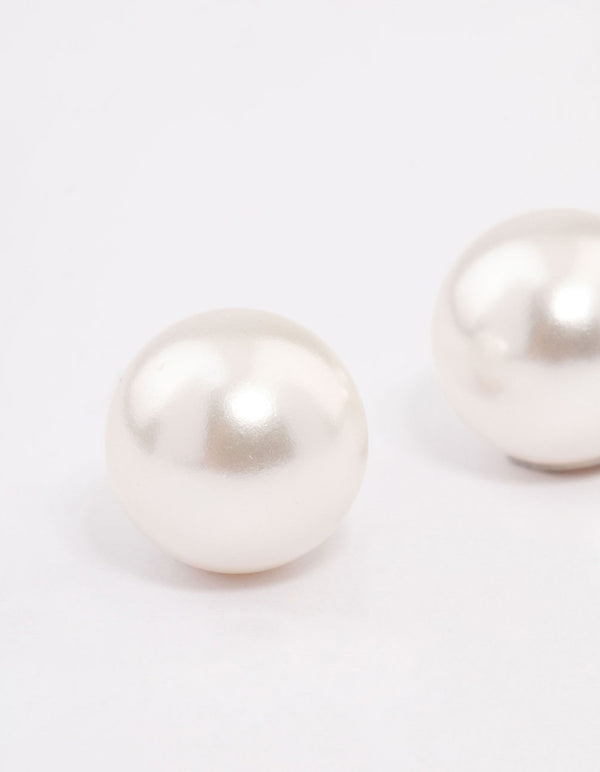 Sterling Silver Pearl Stud Earrings 10mm