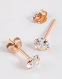 Rose Gold Plated Sterling Silver Cubic Zirconia Stud Earrings - link has visual effect only