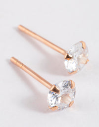 Rose Gold Plated Sterling Silver Cubic Zirconia Stud Earrings - link has visual effect only