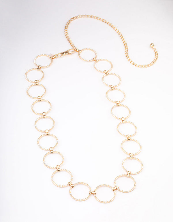 Gold Large Diamante Circle Belt