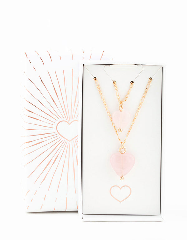 Gold Semi-Precious Mini Heart Necklace Pack