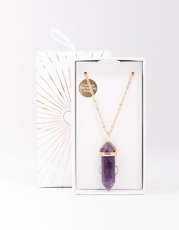 Gold Amethyst Pendant Necklace