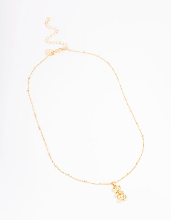 Gold Plated Bear Station Short Necklace