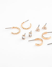 Gold Diamante Baguette Earring 8-Pack - link has visual effect only