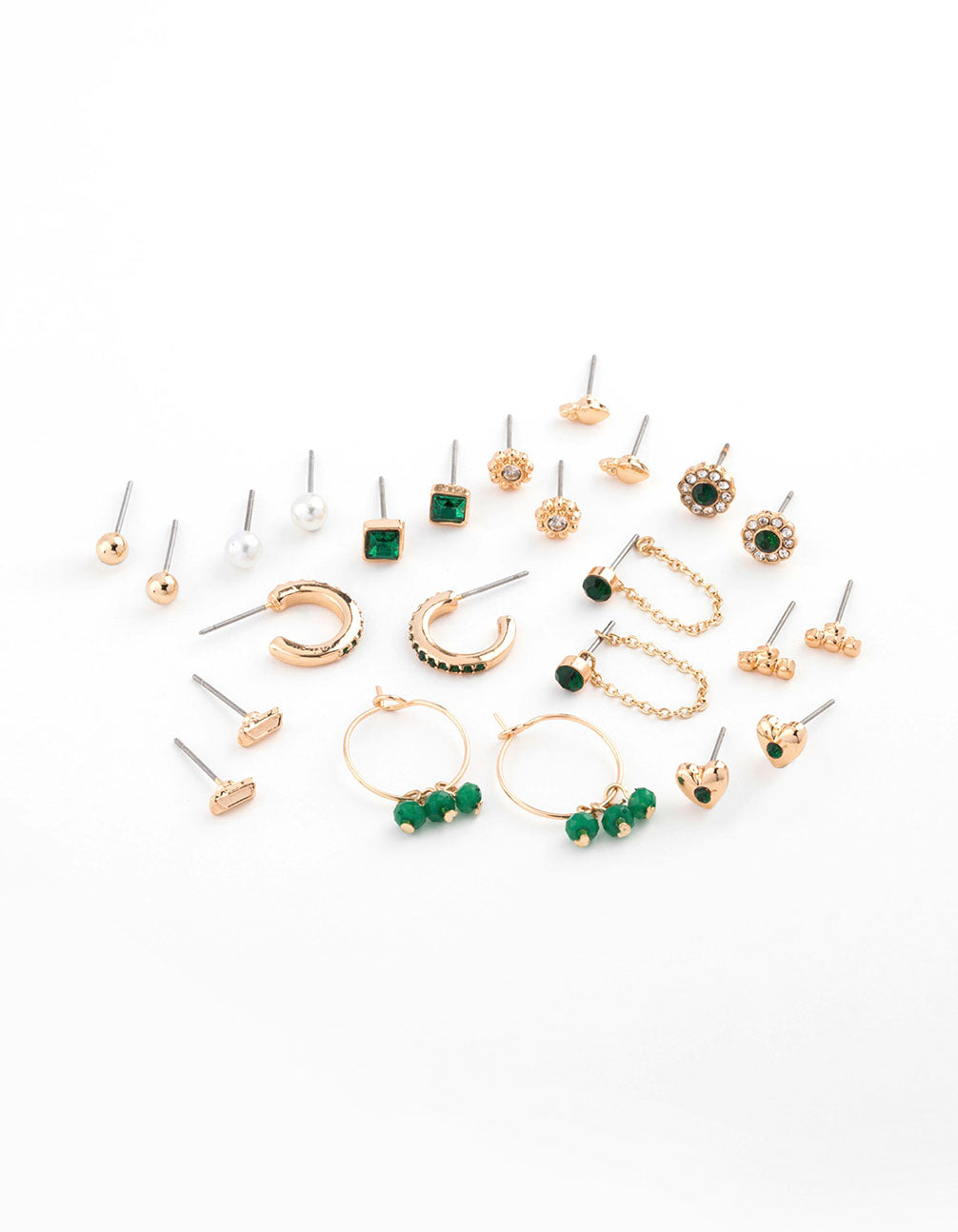 Gold Diamante Heart Flower Earring 12-Pack
