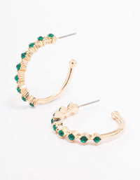 Green Encased Round Diamante Hoop Earrings - link has visual effect only