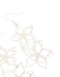 Silver Double Wire Flower Drop Earrings - link has visual effect only