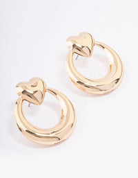 Gold Large Heart Ring Stud Earrings - link has visual effect only