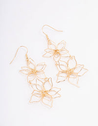 Gold Double Wire Flower Drop Earrings - link has visual effect only