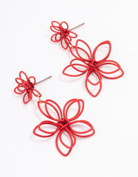 Red Wire Flower Drop Earrings - link has visual effect only