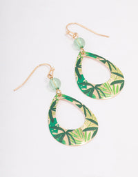 Gold Leaf Printed Pear Drop Earrings - link has visual effect only