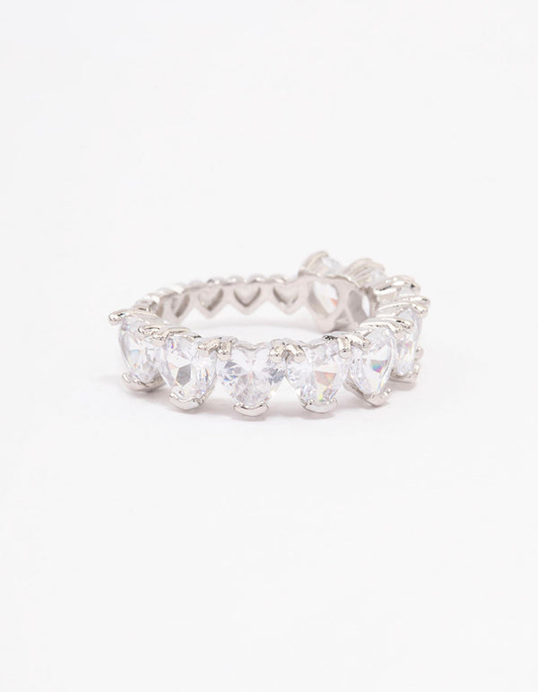 Silver Round Halo Cubic Zirconia Band Ring