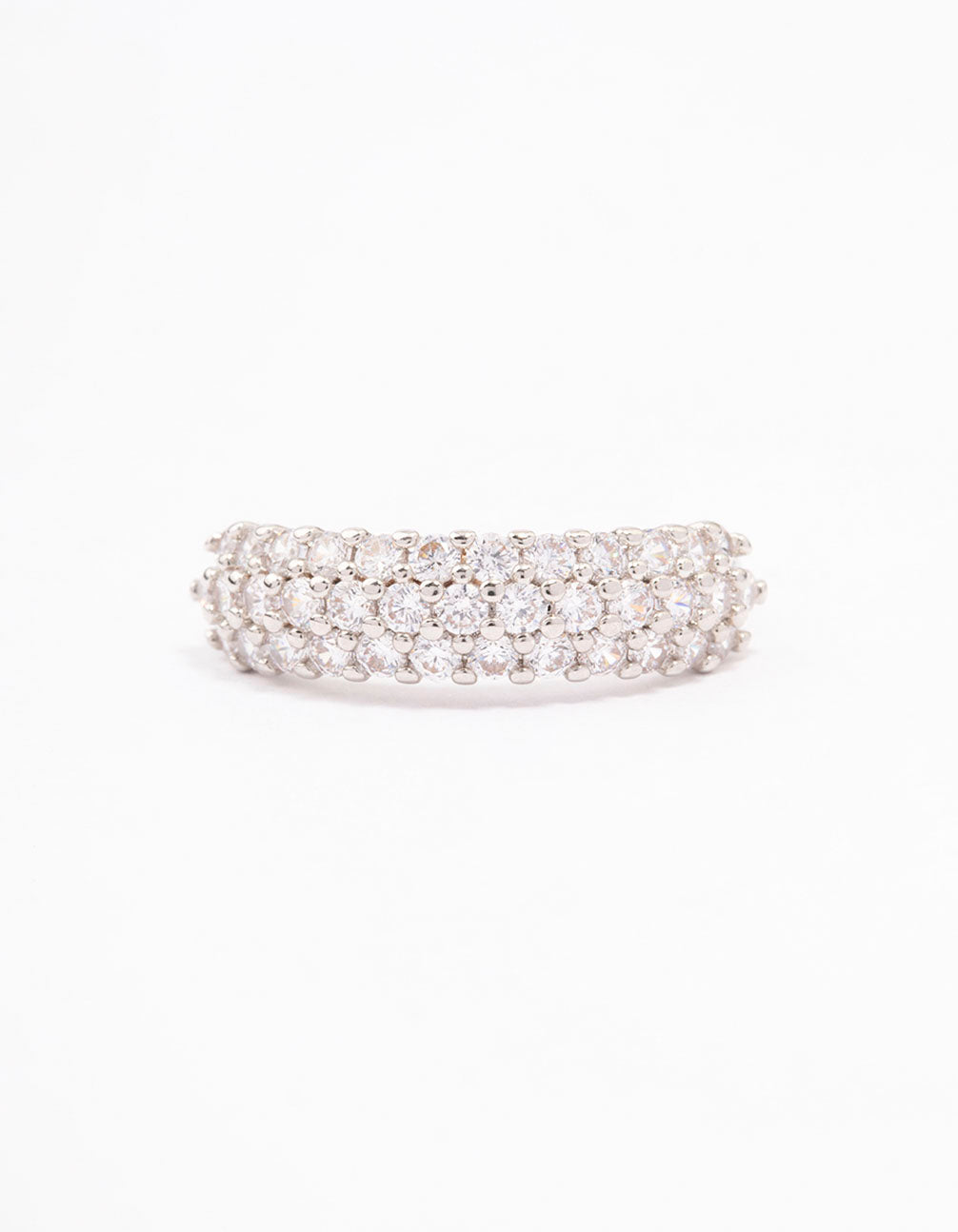 Silver Slim Cubic Zirconia Band Ring