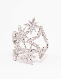 Silver Multi Star Cubic Zirconia Cocktail Ring - link has visual effect only