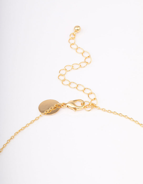 Gold Plated Brass Triangular Pear Drop Necklace