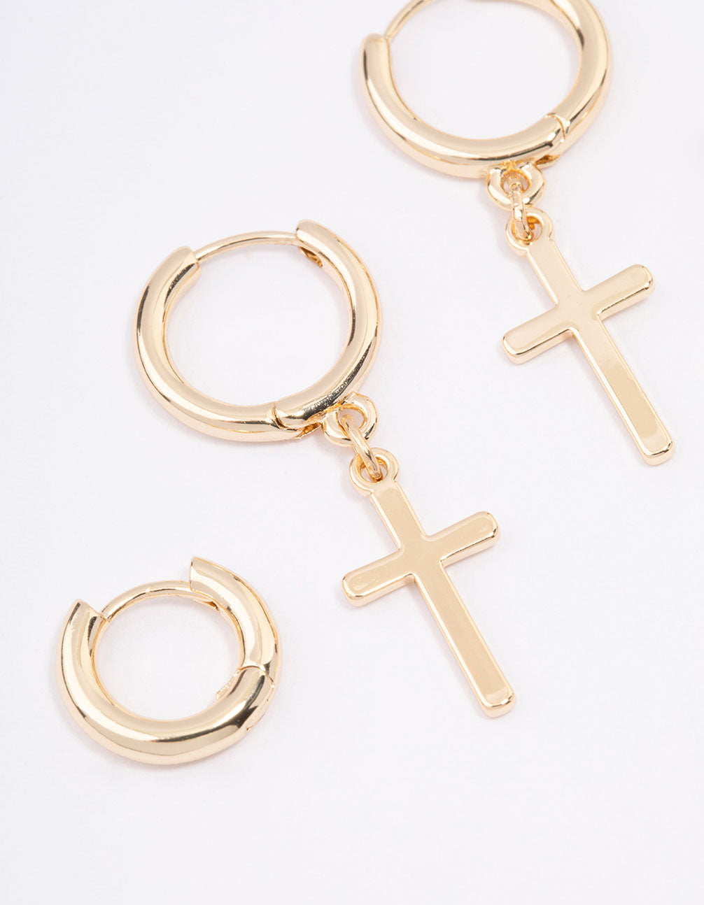 Gold Plated Cross Huggie Earring Pack