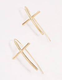 Gold Plated Cross Drop Earrings - link has visual effect only