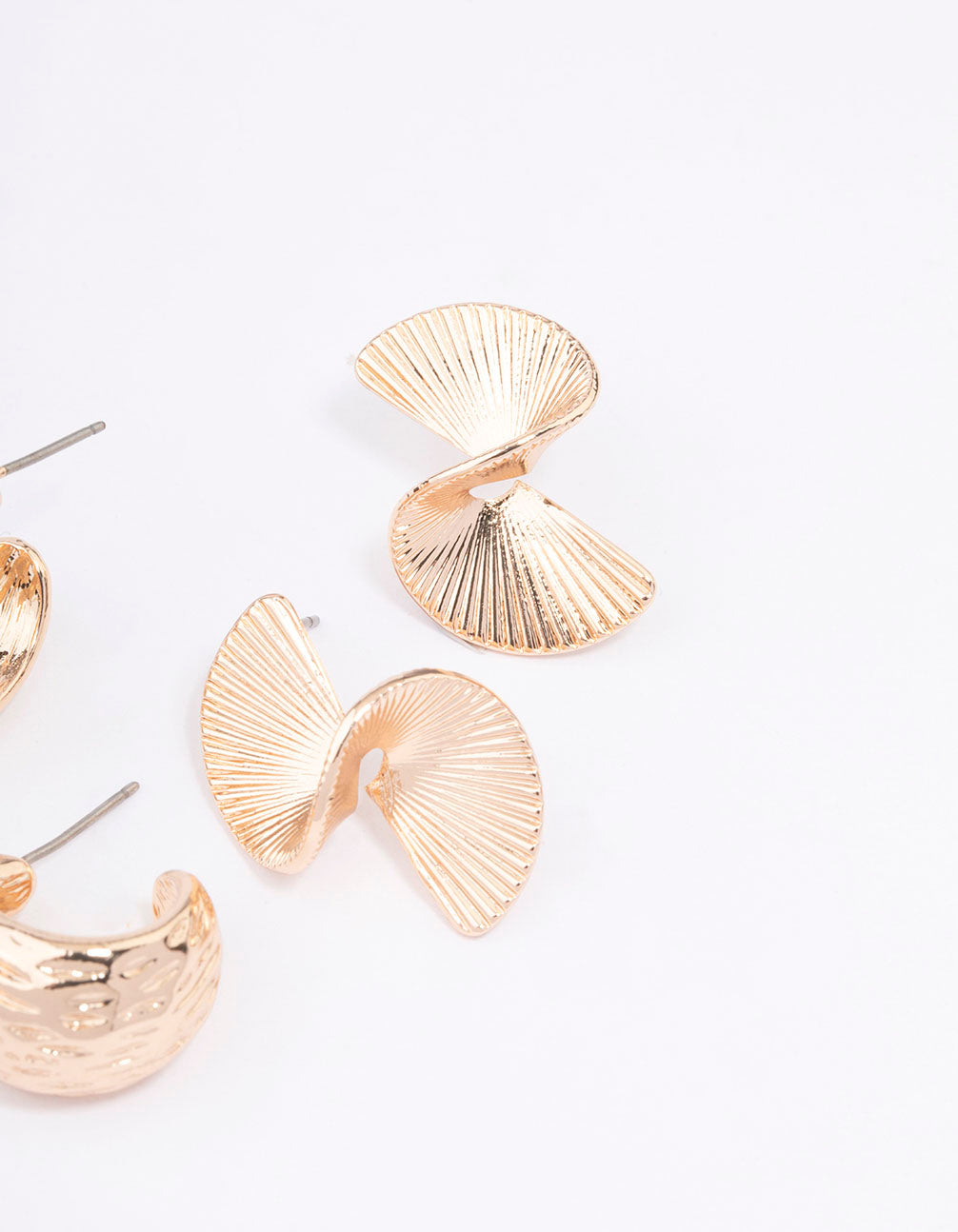 Gold Textured Hoop Earring Pack
