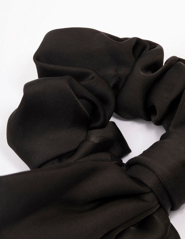 Black Satin Bow Hair Scrunchie