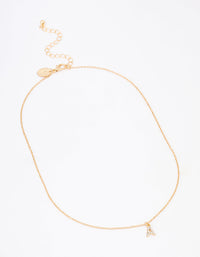 Letter A Gold Plated Initial Pendant Necklace - link has visual effect only