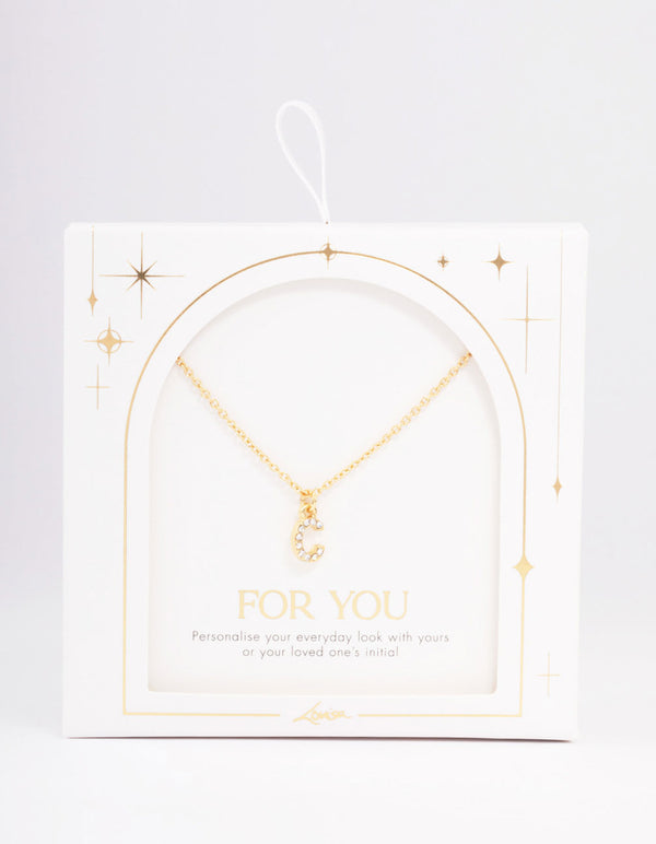Letter C Gold Plated Initial Pendant Necklace