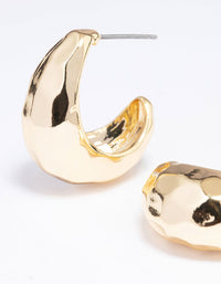 Gold Plated Bold Textured Hoop Earrings - link has visual effect only