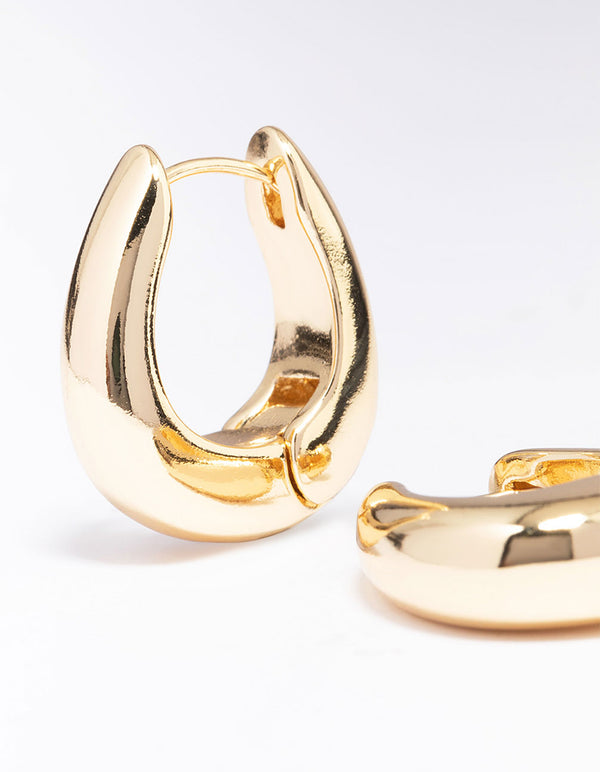 Gold Plated Large Bold Oval Hoop Earrings