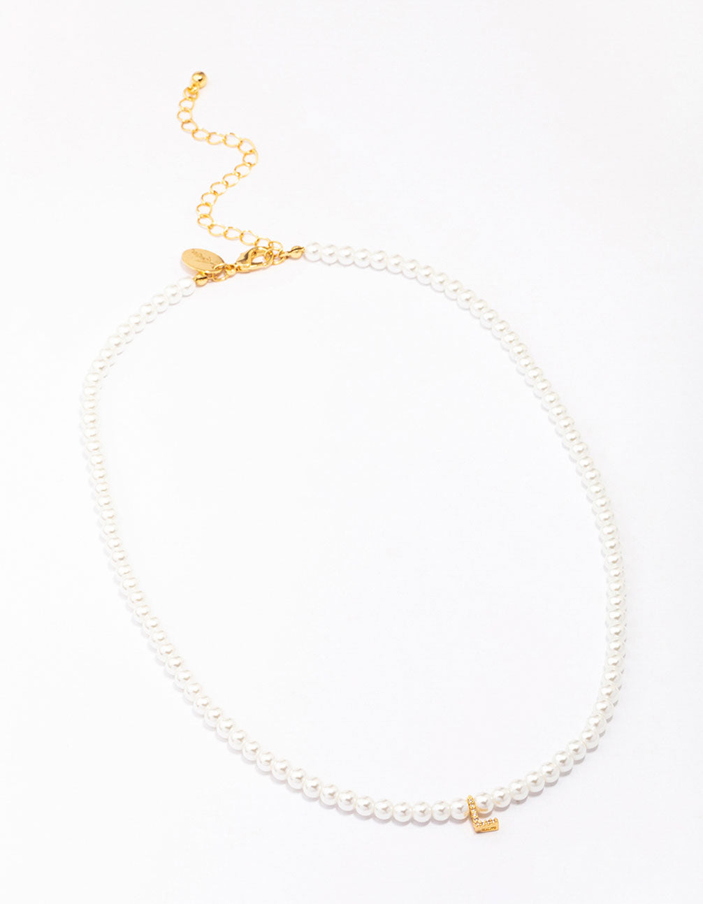 Gold Plated Pearl Letter L Pendant Necklace