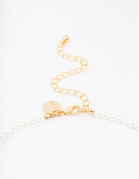Gold Plated Letter K Initial & Pearl Pendant Necklace - link has visual effect only