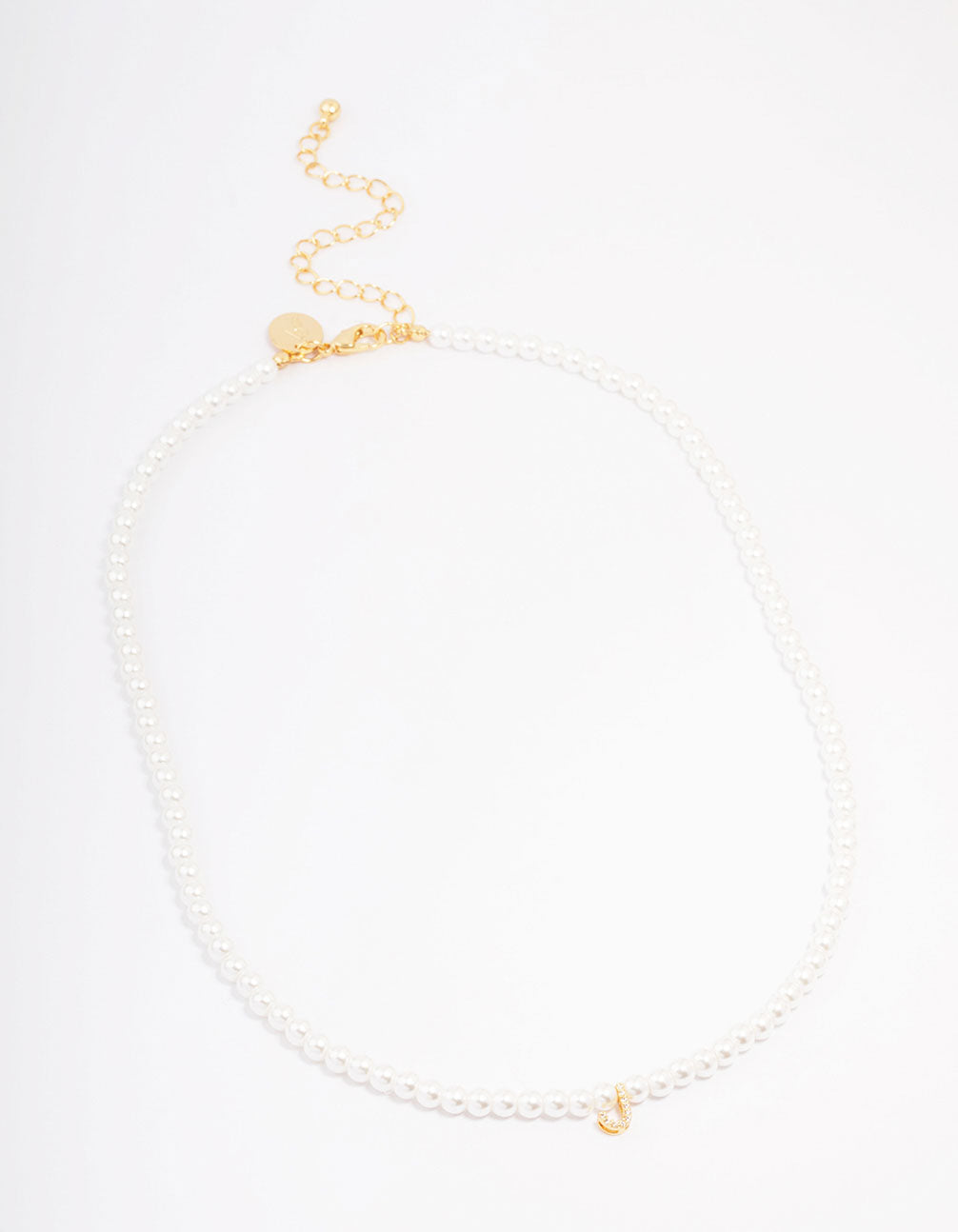 Gold Plated Letter J Initial & Pearl Pendant Necklace