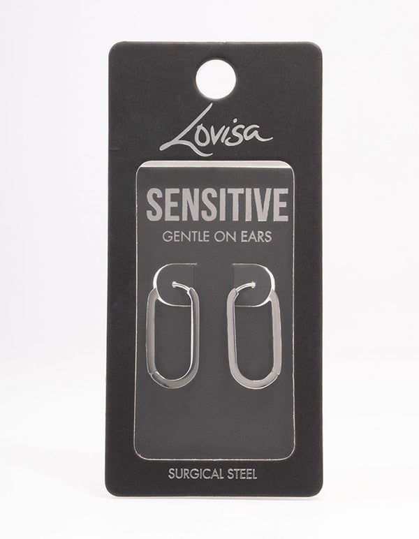 Surgical Steel Large Rectangular Huggie Earrings