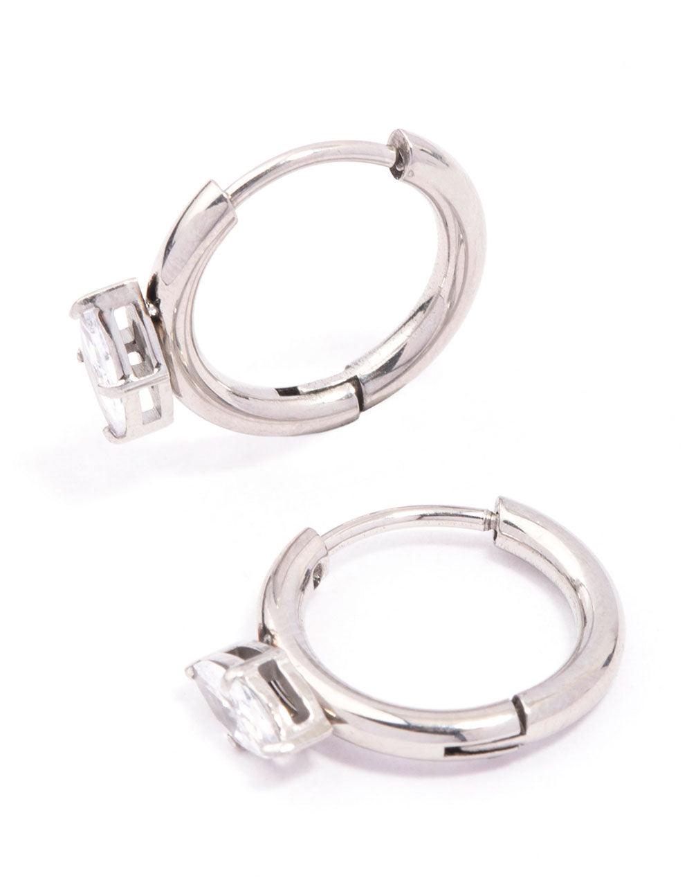 Surgical Steel Marquise Cubic Zirconia Huggie Earrings