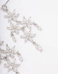 Silver Cubic Zirconia  Flower Chandelier Drop Earrings - link has visual effect only