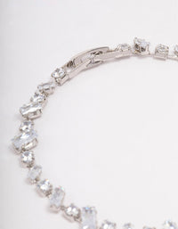 Silver Cubic Zirconia Rectangle & Square Stone Bracelet - link has visual effect only