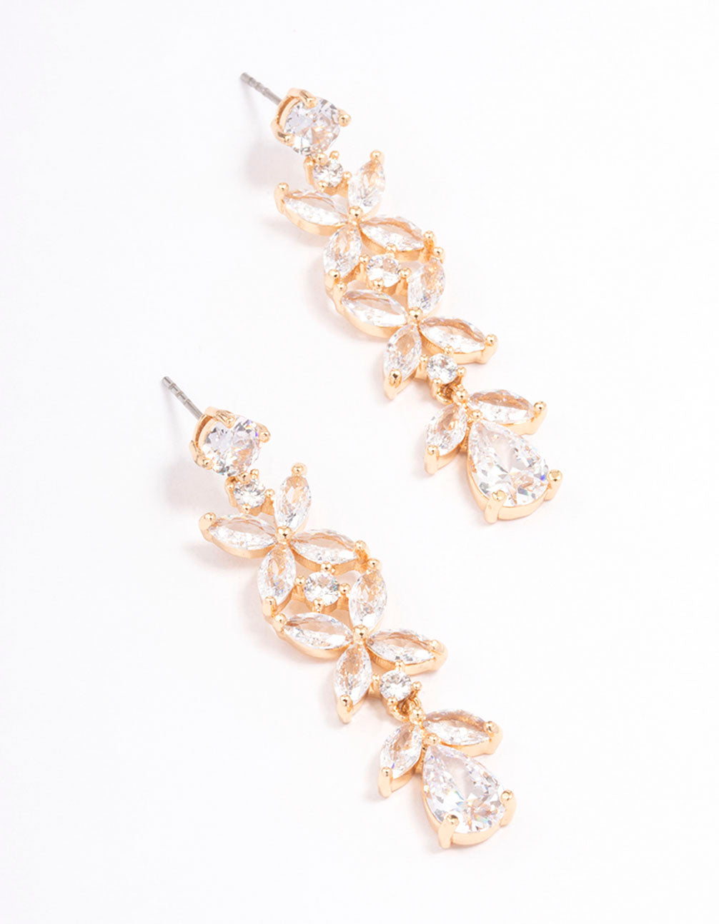 Gold Flower Trail Drop Earrings