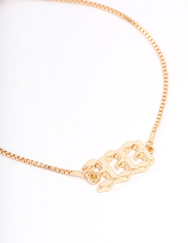 Gold Plated 333 Angel Number Bracelet