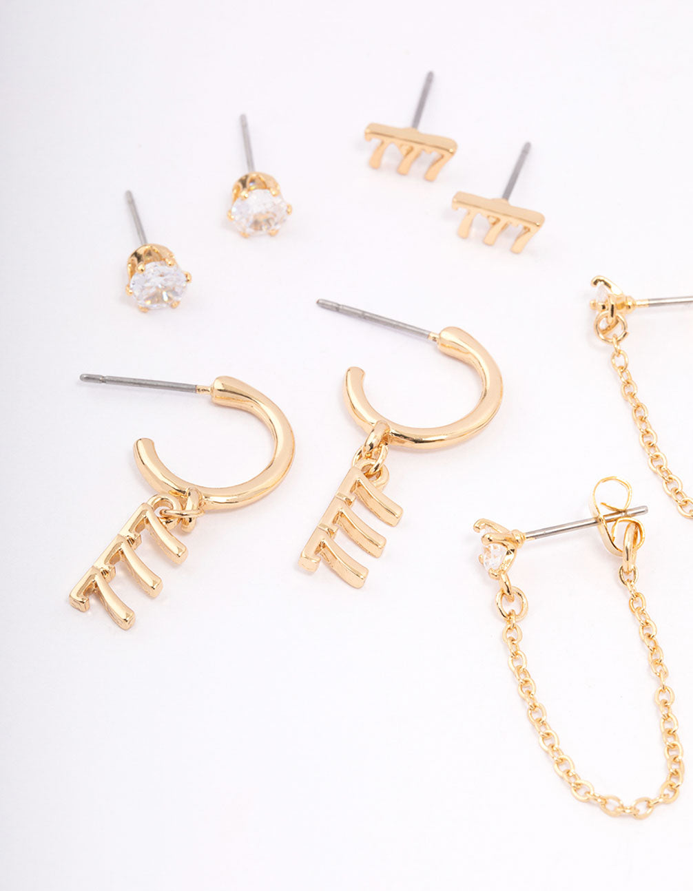 Gold Plated 777 Angel Number Earring Pack