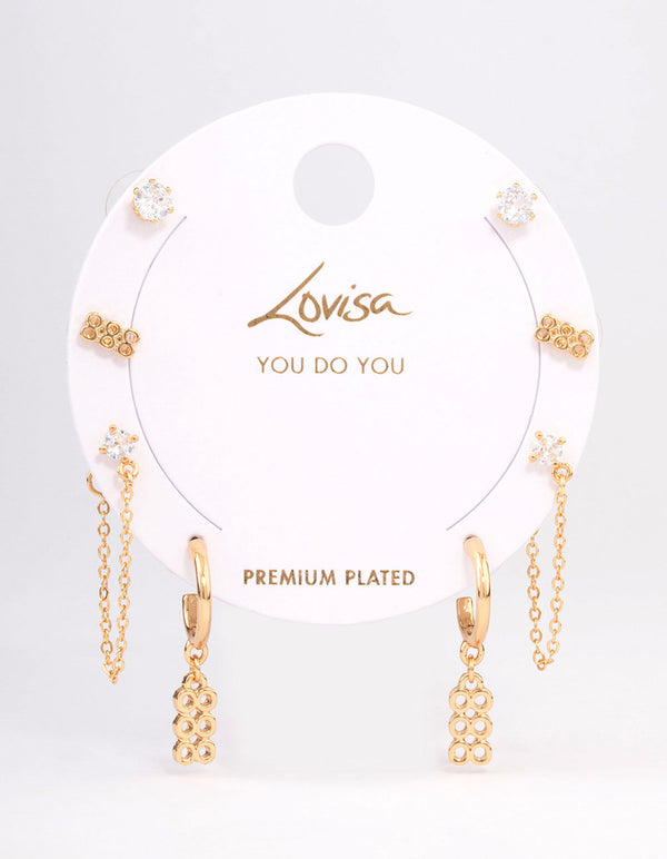 Gold Plated 888 Angel Number Earring Pack